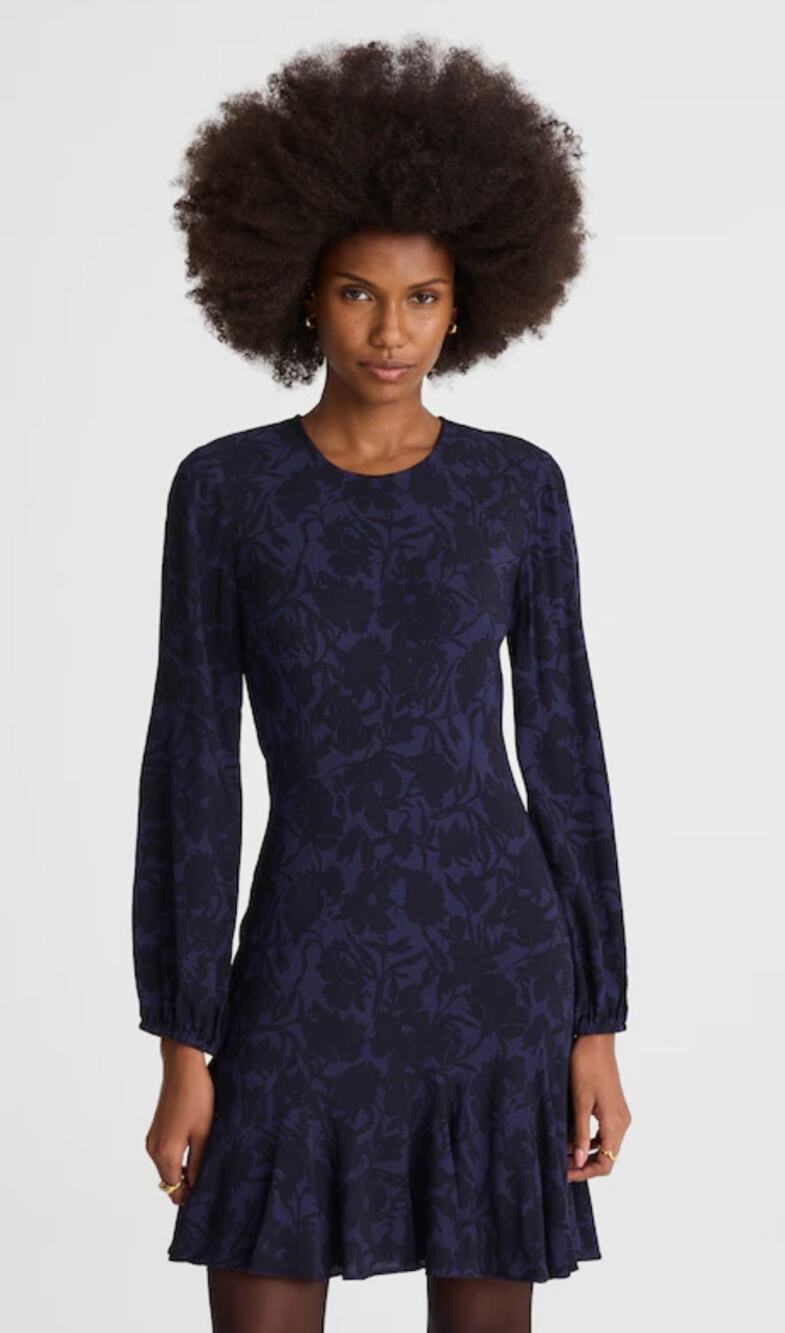 Madewell | NWT Puff-Sleeve Flare Mini Dress in Alexis Floral Navy | Sz 6